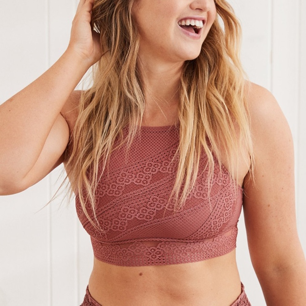 Aerie High Neck Lace Bralette